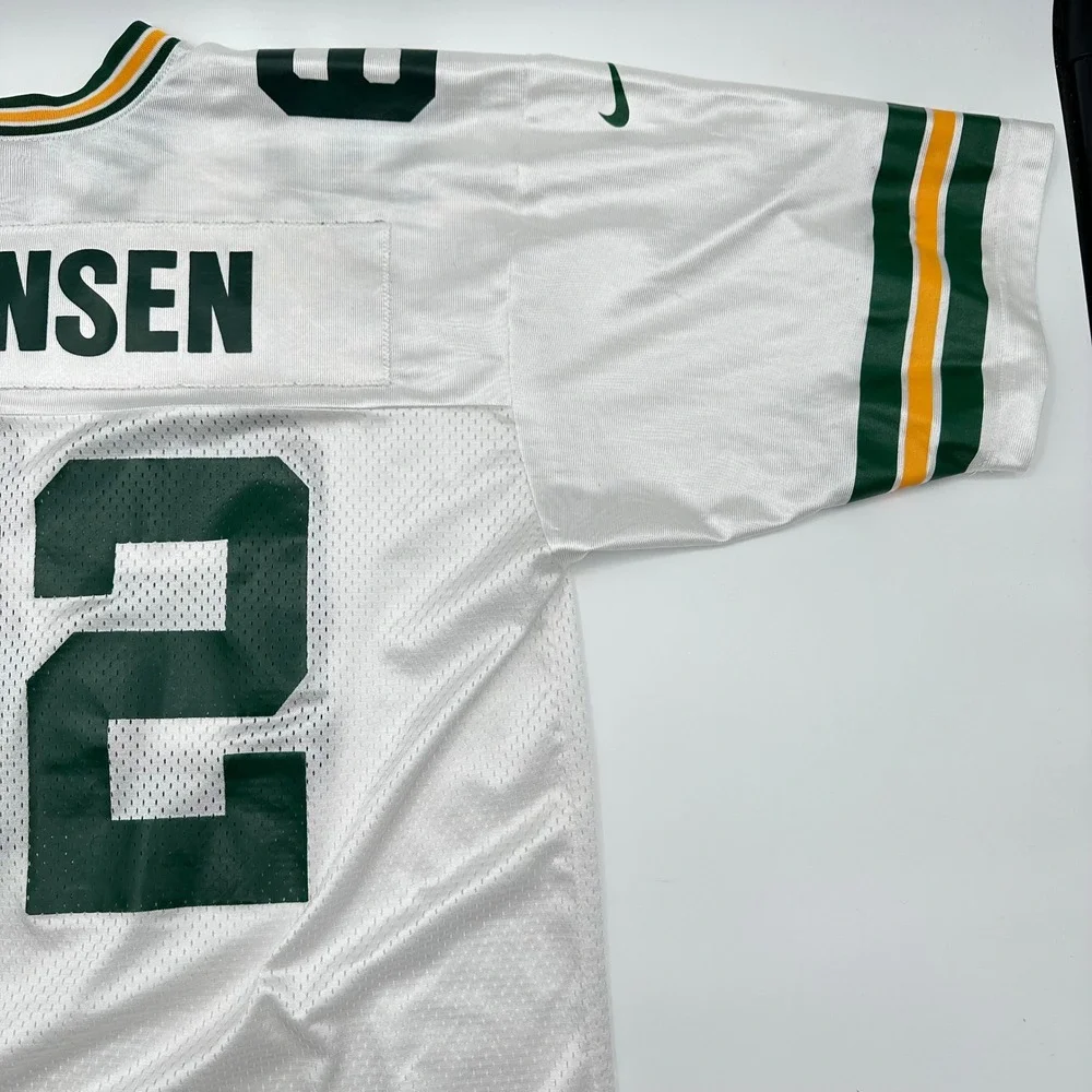 Nike‎ Team Vintage Green Bay Packers Johnsen 62 Jersey White Mens XL FA00 Stains